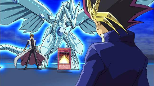 YUGI, KAIBA and BLUE-EYES SHINING DRAGON in the animated picture YU-Gi ...